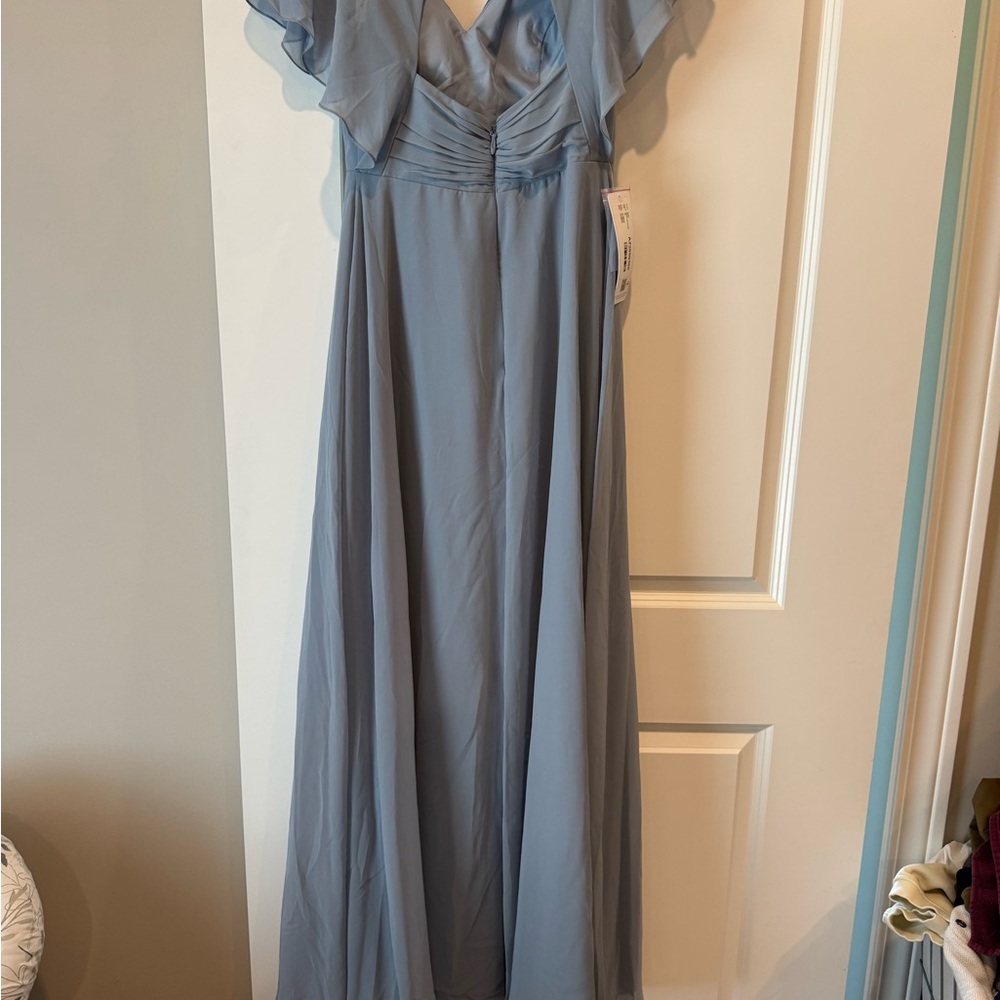 Azazie Dusty Blue Backless Chiffon Dress - Picture 4 of 8
